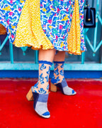 Blueberry Ruffle Sheer Crew Sock by Sock Candy