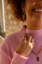Blush and Brass Chandelier Loop Earrings