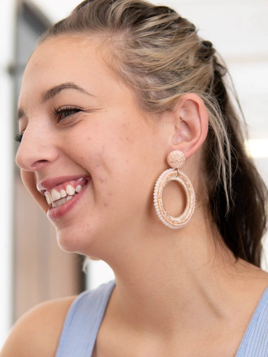 Blush Beaded Loop Earrings by Fair Anita
