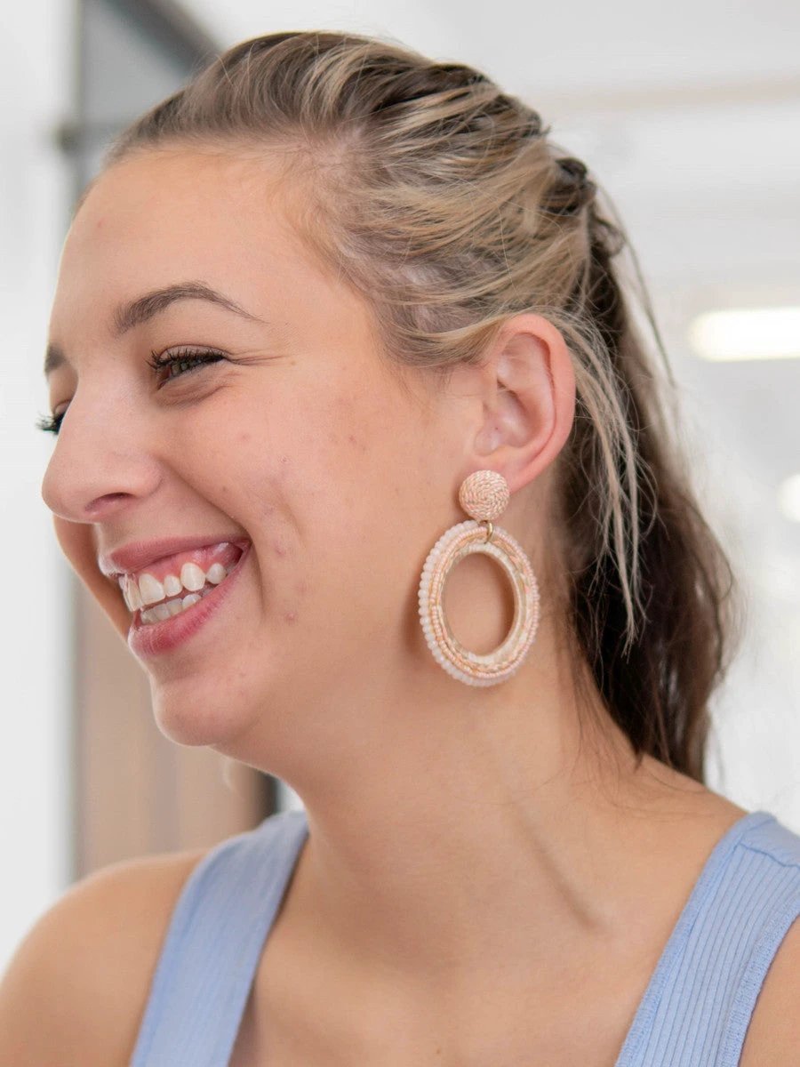 Blush Beaded Loop Earrings by Fair Anita