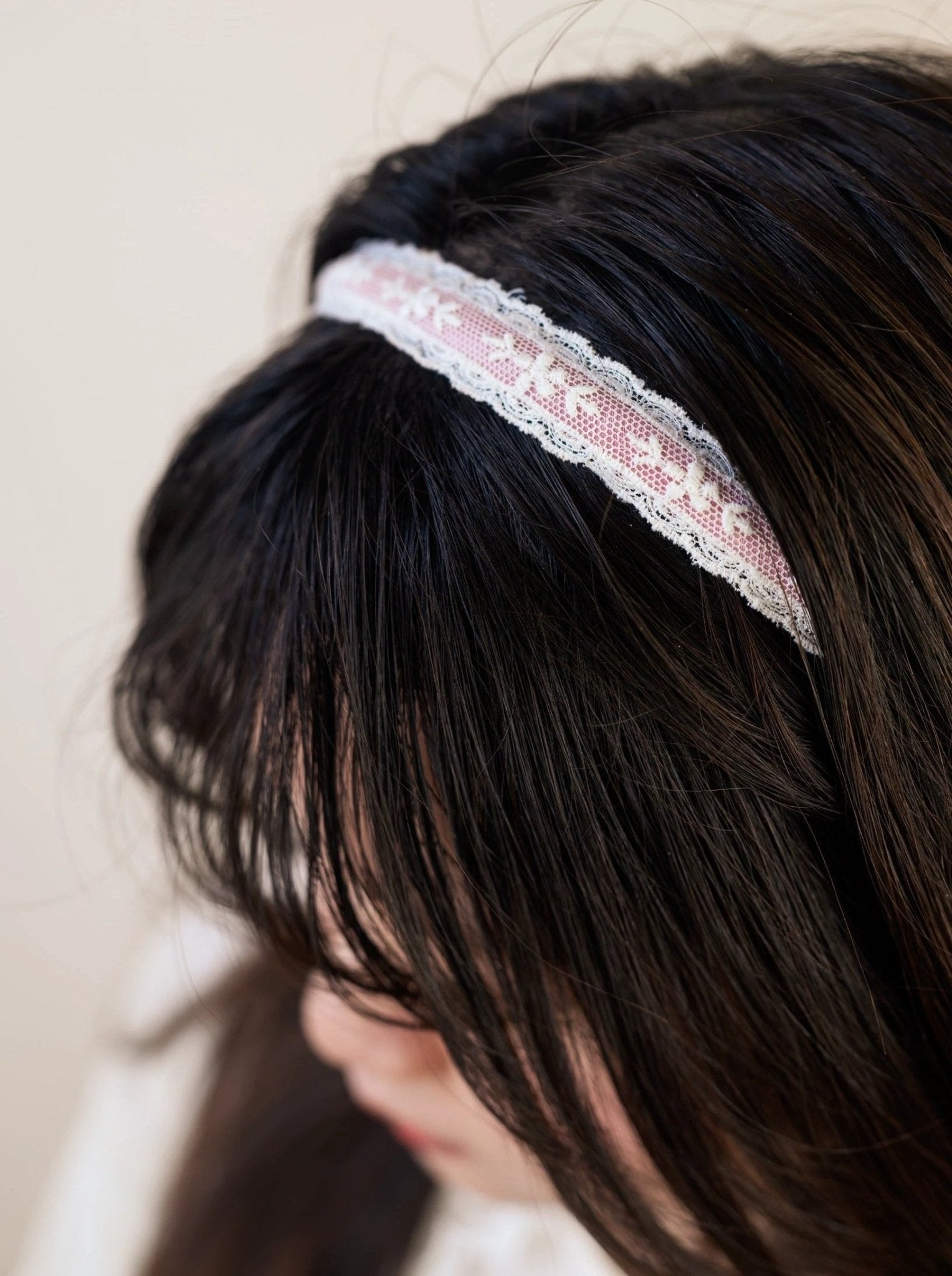 Blush Lace Skinny Headband by Ash & Rose