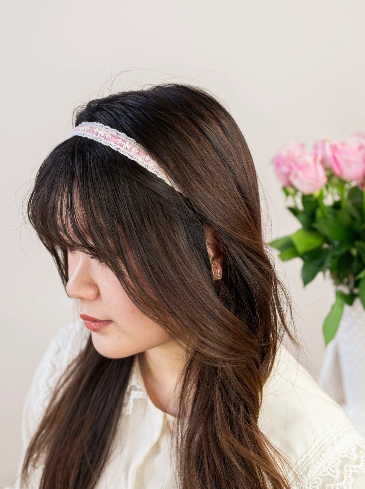 Blush Lace Skinny Headband by Ash & Rose