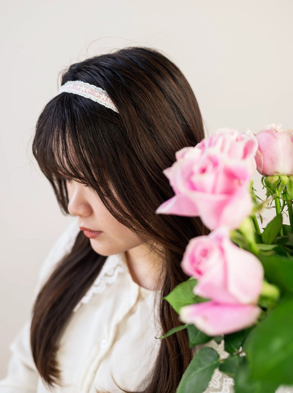 Blush Lace Skinny Headband by Ash & Rose