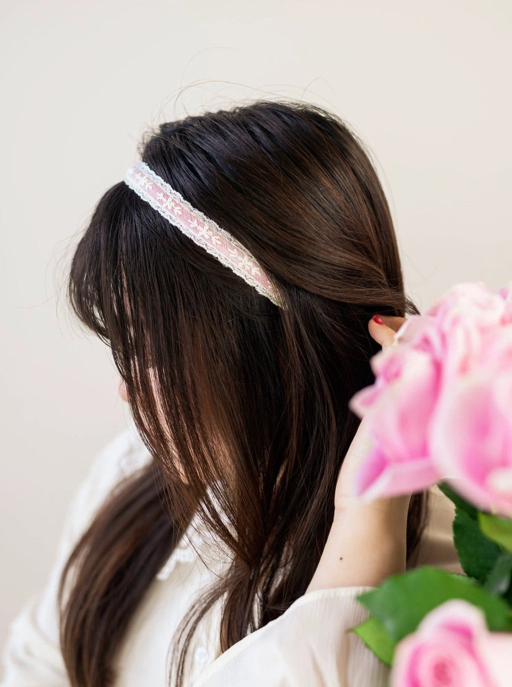 Blush Lace Skinny Headband by Ash & Rose