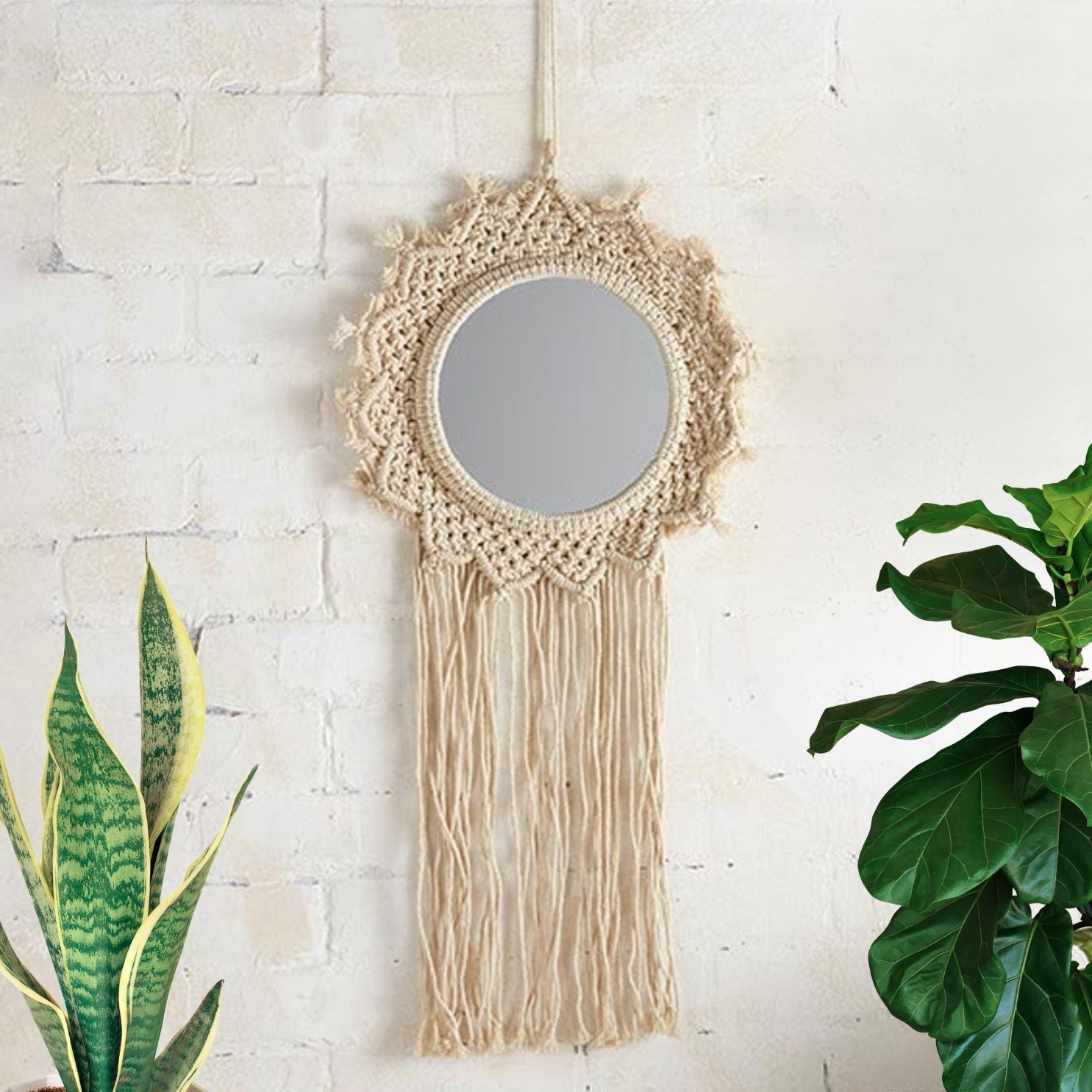 Bohemian Style Hanging Mirror | Wall Hanging Macrame Decor | 12.2" x 25.2" Home Decor La Vie Bien Bohemian Style Hanging Mirror | Wall Hanging Macrame Decor | 12.2" x 25.2"