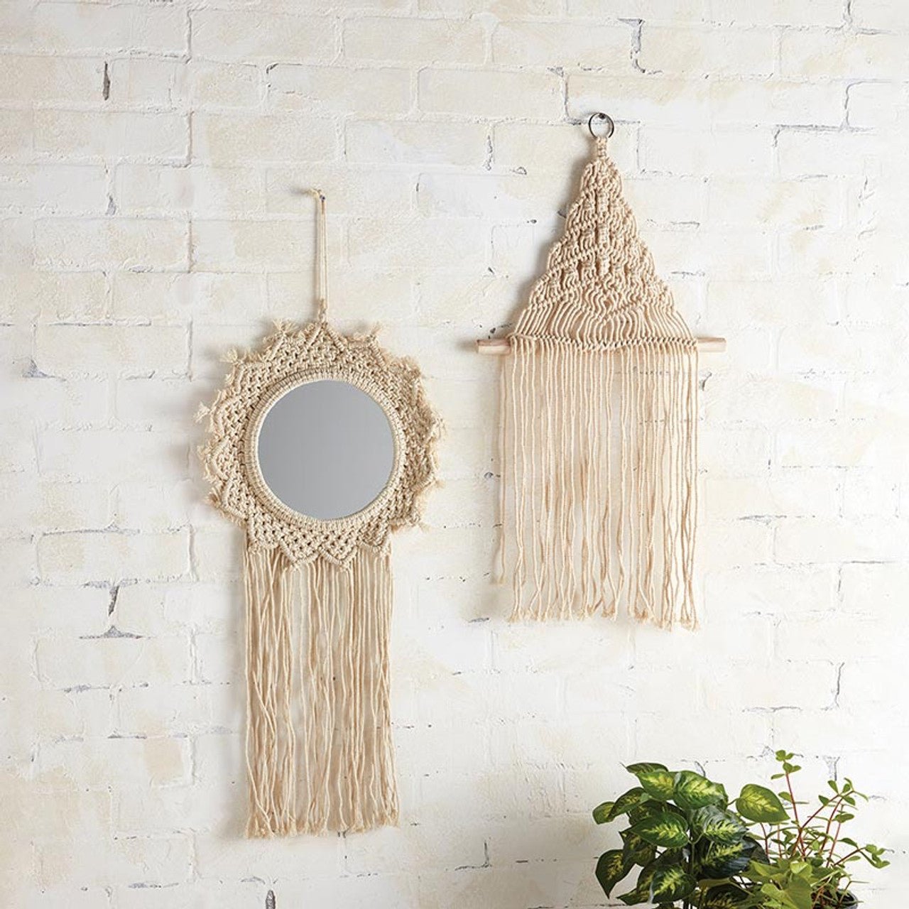 Bohemian Style Hanging Mirror | Wall Hanging Macrame Decor | 12.2" x 25.2" Home Decor La Vie Bien Bohemian Style Hanging Mirror | Wall Hanging Macrame Decor | 12.2" x 25.2"