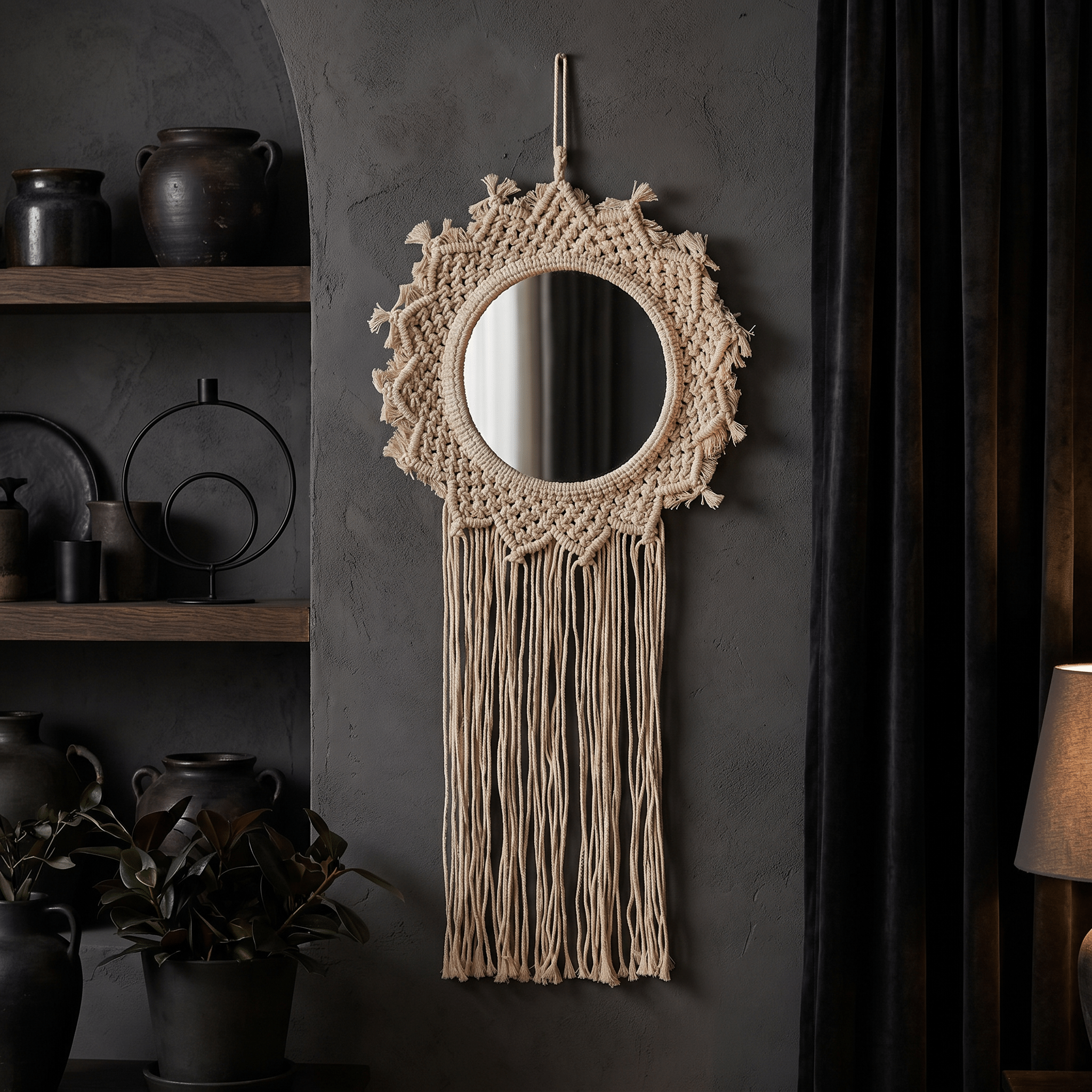 Bohemian Style Hanging Mirror | Wall Hanging Macrame Decor | 12.2" x 25.2" Home Decor La Vie Bien Bohemian Style Hanging Mirror | Wall Hanging Macrame Decor | 12.2" x 25.2"