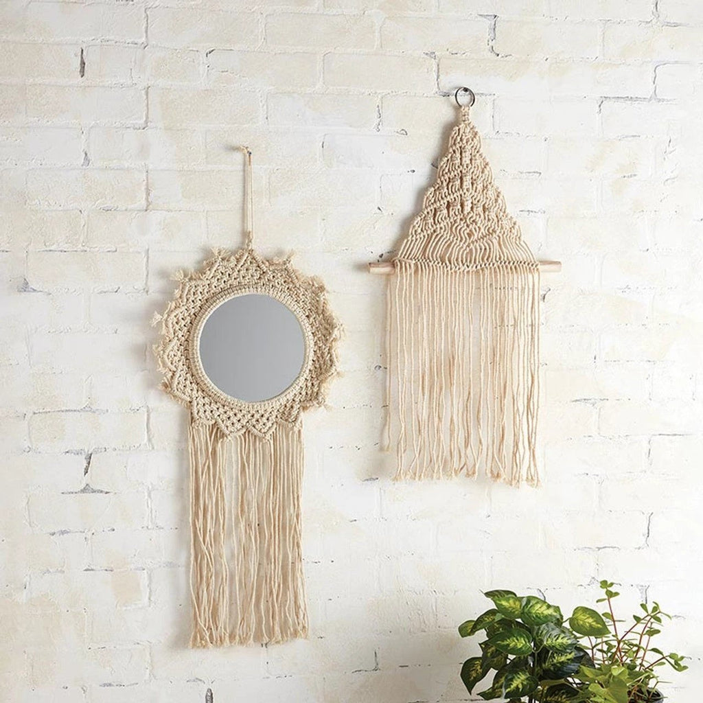 Bohemian Style Triangle Decor | Macrame Decorative Wall Hanging | 25" x 13.75" by The Bullish Store