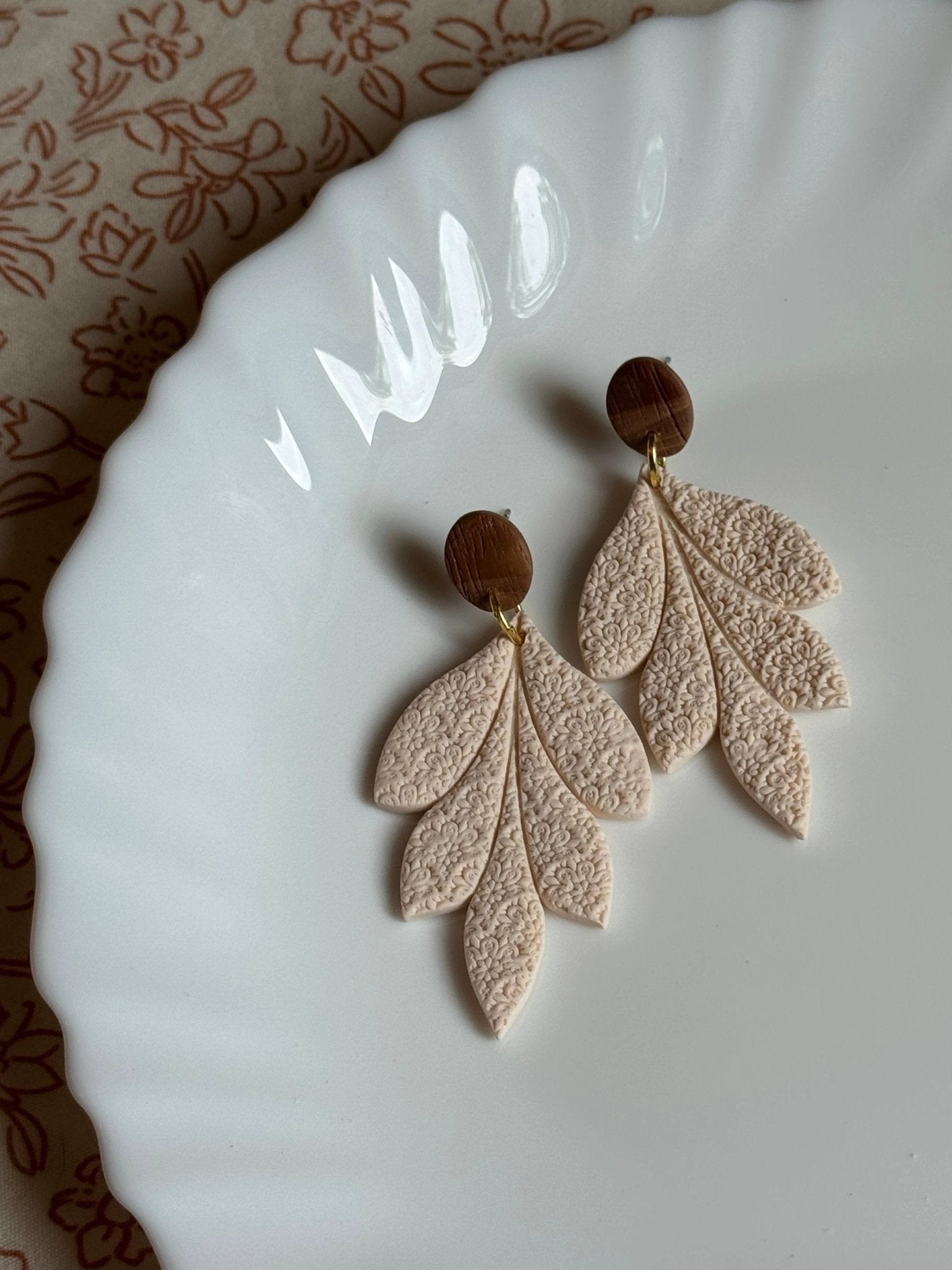 Boho Adele earrings, surgical steel nickel free, handmade with polymer clay