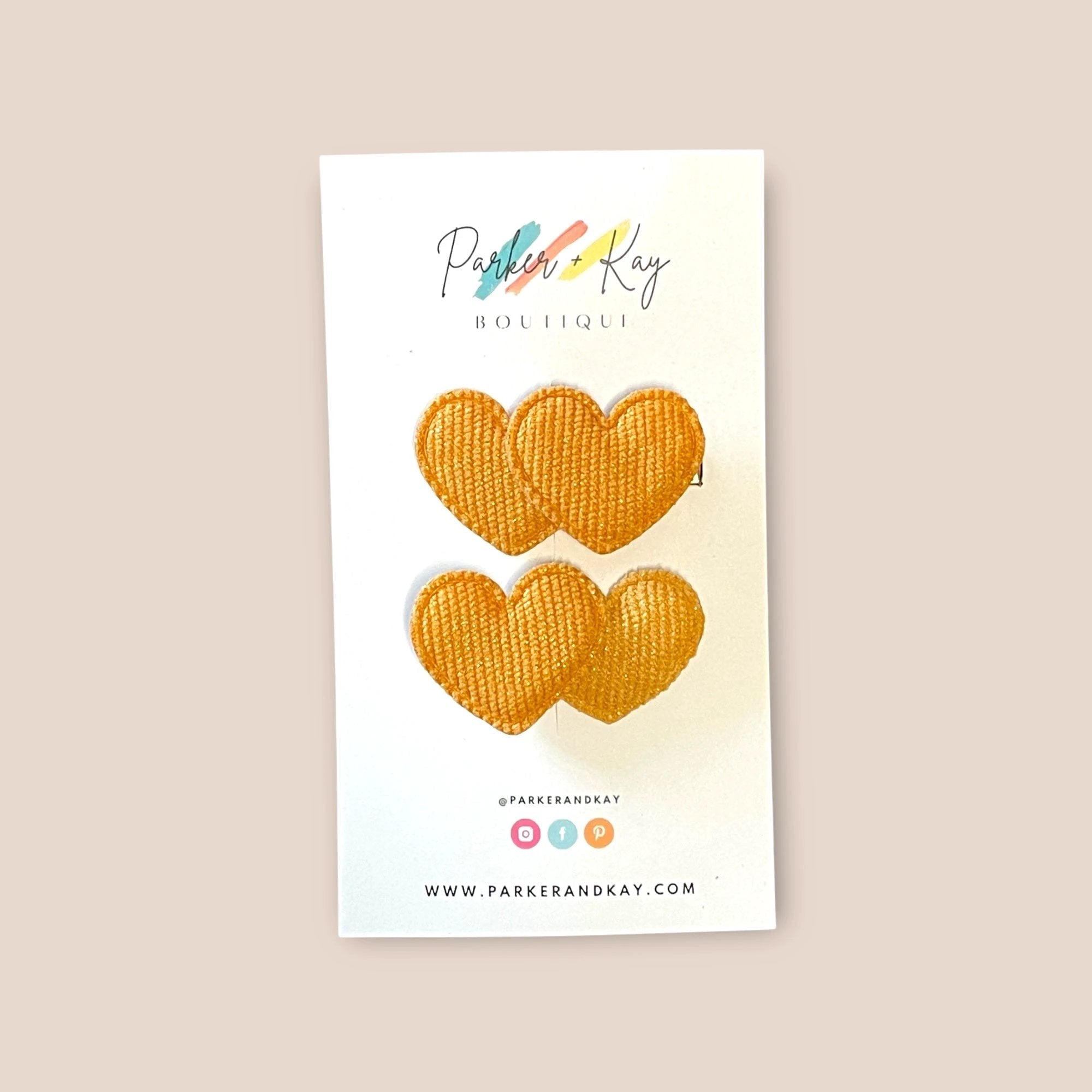 Boho Corduroy Puff Hearts Hair Clips by Parker + Kay Creative