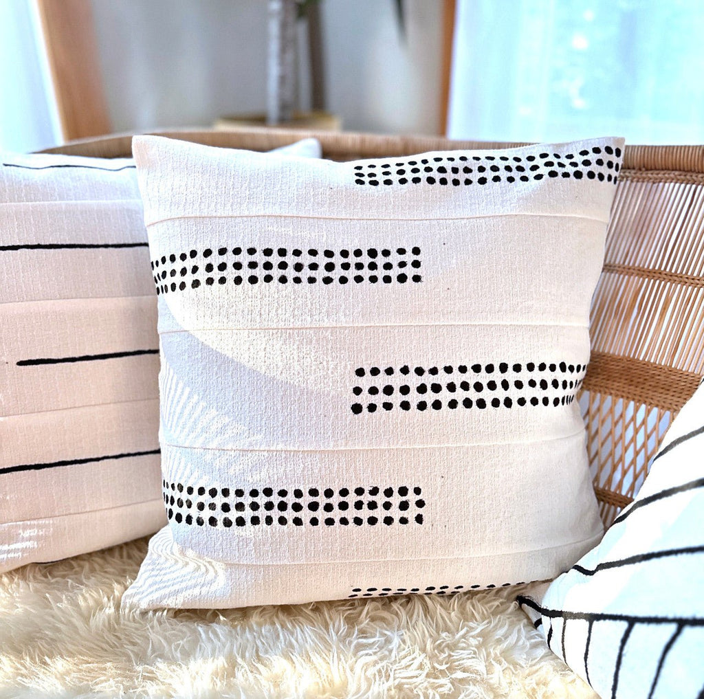 Boho Dots White Sadza Pillow La Vie Bien Boho Dots White Sadza Pillow