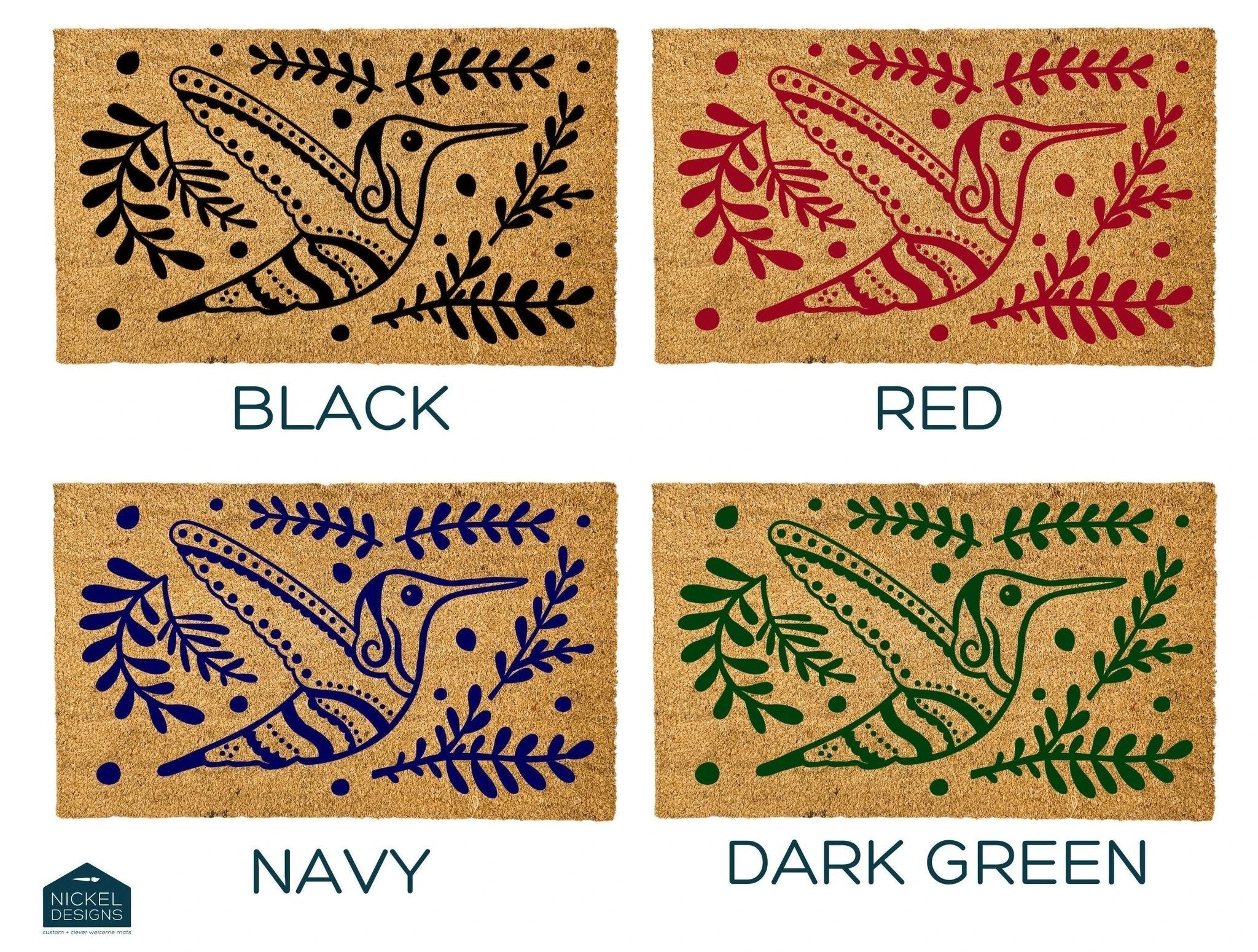 Boho Hummingbird Outdoor Doormat by Nickel Designs Custom Doormats