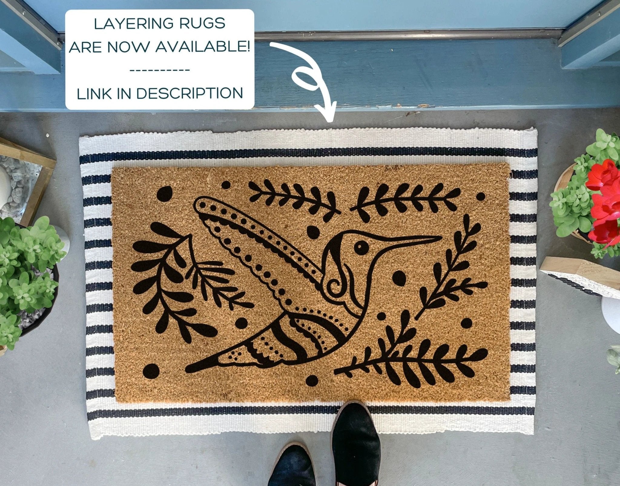 Boho Hummingbird Outdoor Doormat by Nickel Designs Custom Doormats
