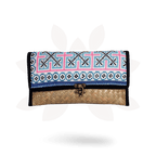 Boho Rattan Clutch with Vintage Embroidery - Thailand Bags La Vie Bien Boho Rattan Clutch with Vintage Embroidery - Thailand