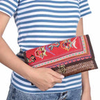 Boho Rattan Clutch with Vintage Embroidery - Thailand Bags La Vie Bien Boho Rattan Clutch with Vintage Embroidery - Thailand