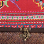 Boho Rattan Clutch with Vintage Embroidery - Thailand Bags La Vie Bien Boho Rattan Clutch with Vintage Embroidery - Thailand