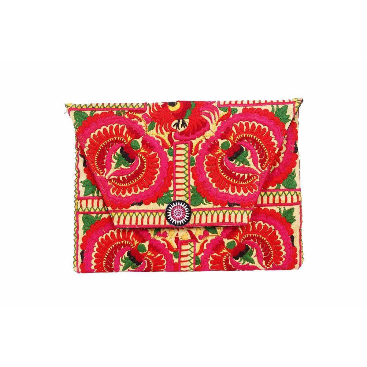 Boho Style Embroidered Clutch Bag - Thailand Bags La Vie Bien Boho Style Embroidered Clutch Bag - Thailand