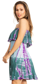 Boho Summer Women's Sun Dress with Smock Elastic and Strapless Design - Sakkas Tami dresses La Vie Bien Boho Summer Women's Sun Dress with Smock Elastic and Strapless Design - Sakkas Tami