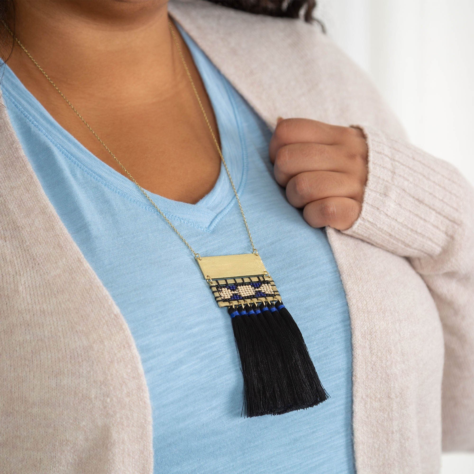 Boho Tassel & Bead Necklace Necklaces - Fashion La Vie Bien Boho Tassel & Bead Necklace