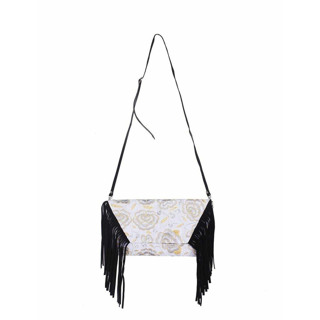 Boho Tribal Crossbody Embroidered Fringe Envelope Bag - Thailand Bags La Vie Bien Boho Tribal Crossbody Embroidered Fringe Envelope Bag - Thailand
