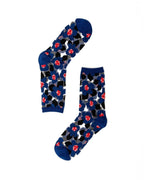 Bold Blue Floral Sheer Crew Sock by Sock Candy