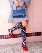 Bold Blue Sheer Knee High Sock by Sock Candy