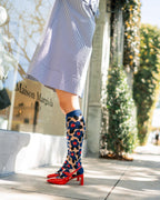 Bold Blue Sheer Knee High Sock by Sock Candy