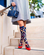 Bold Blue Sheer Knee High Sock by Sock Candy