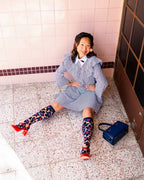 Bold Blue Sheer Knee High Sock by Sock Candy