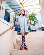 Bold Blue Sheer Knee High Sock by Sock Candy