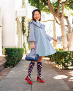 Bold Blue Sheer Knee High Sock by Sock Candy