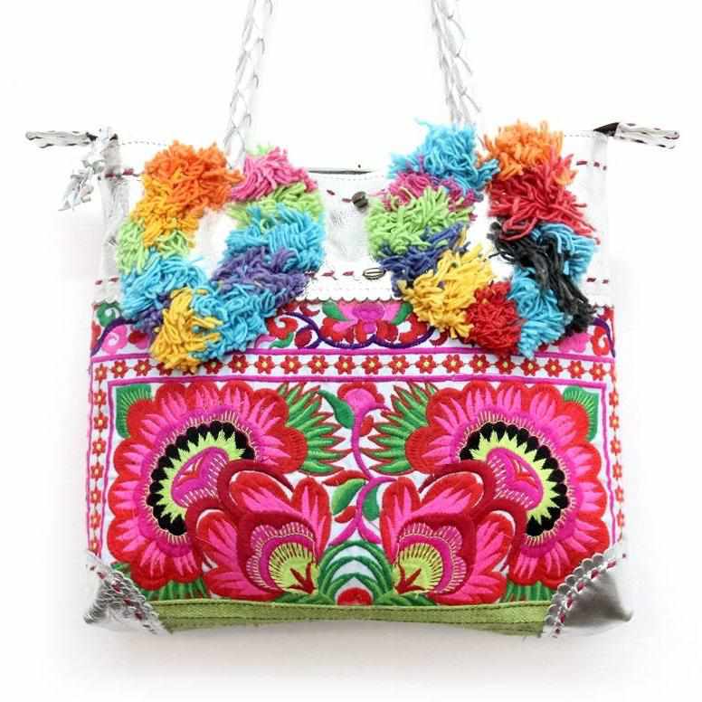 Bonita Vintage Leather Pompom Shoulder Bag - Thailand Bags La Vie Bien Bonita Vintage Leather Pompom Shoulder Bag - Thailand