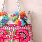 Bonita Vintage Leather Pompom Shoulder Bag - Thailand Bags La Vie Bien Bonita Vintage Leather Pompom Shoulder Bag - Thailand
