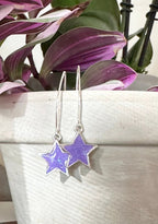 Borahae Earrings - handmade shimmery purple star dangles