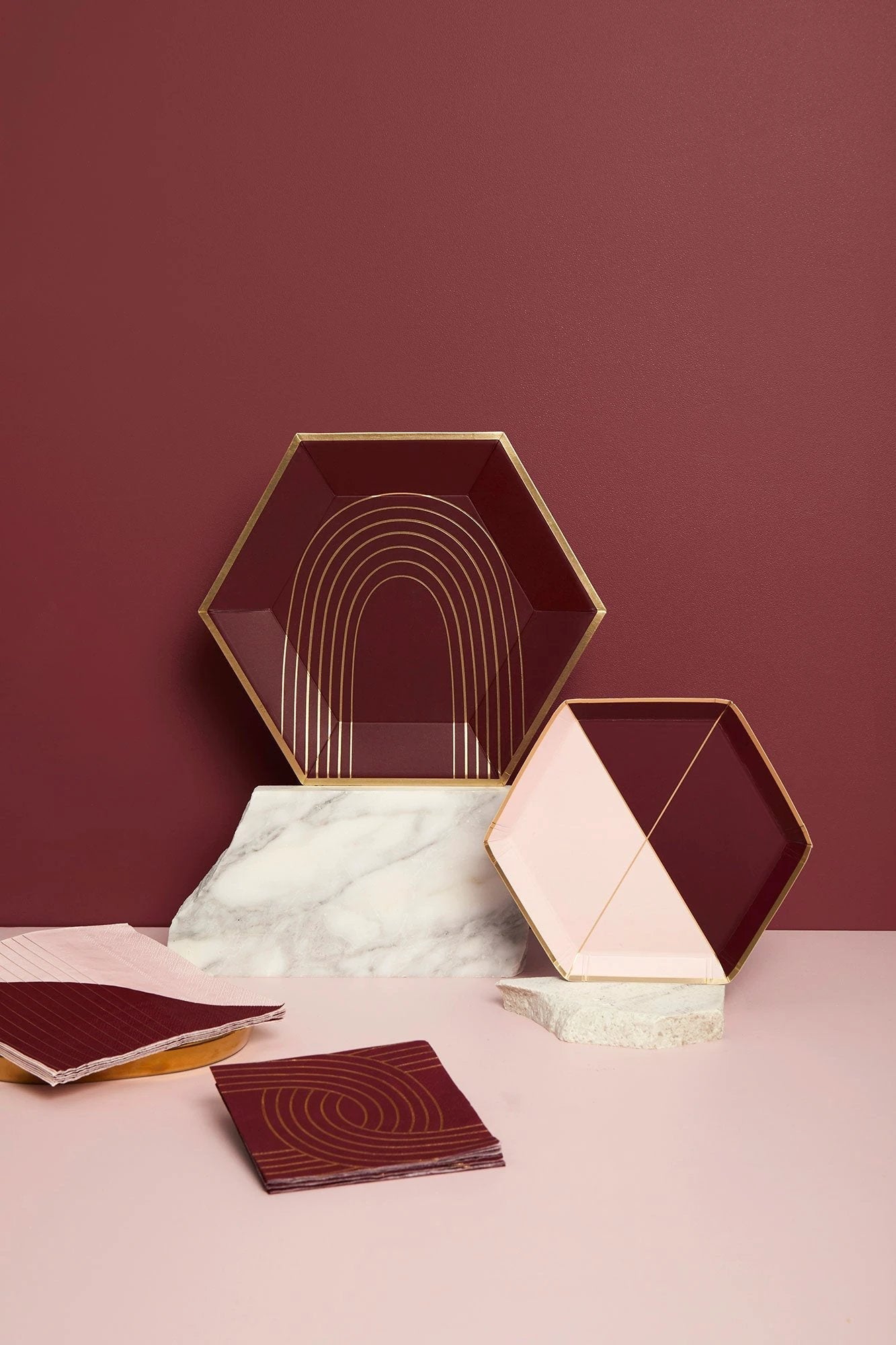 Bordeaux - Maroon Chain Link Cocktail Paper Napkins by Harlow & Grey
