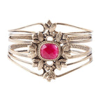 Bordeaux Quartz and Bronze Ornate Cuff Bracelet by Barse Jewelry