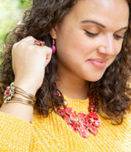 Bordeaux Quartz and Bronze Ornate Cuff Bracelet by Barse Jewelry