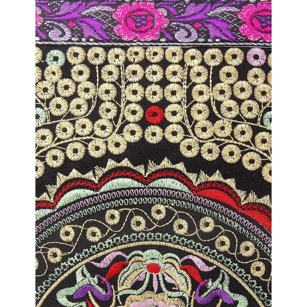 Botanica Embroidered Wristlet with PomPoms - Thailand Bags La Vie Bien Botanica Embroidered Wristlet with PomPoms - Thailand
