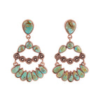 Botanical Green Turquoise Golden Statement Earrings Earrings La Vie Bien Botanical Green Turquoise Golden Statement Earrings
