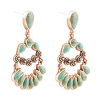 Botanical Green Turquoise Golden Statement Earrings Earrings La Vie Bien Botanical Green Turquoise Golden Statement Earrings
