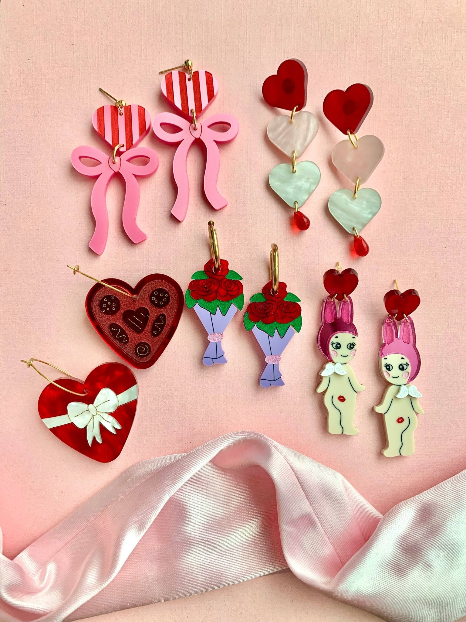 Bouquet of Roses Acrylic Earrings Earrings La Vie Bien Bouquet of Roses Acrylic Earrings