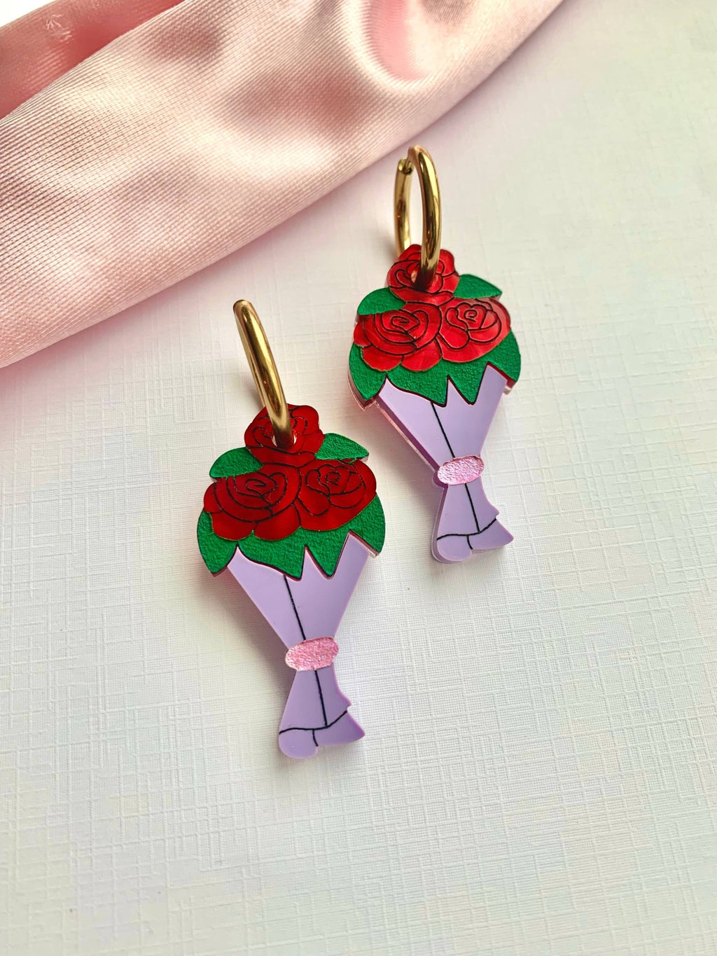 Bouquet of Roses Acrylic Earrings Earrings La Vie Bien Bouquet of Roses Acrylic Earrings
