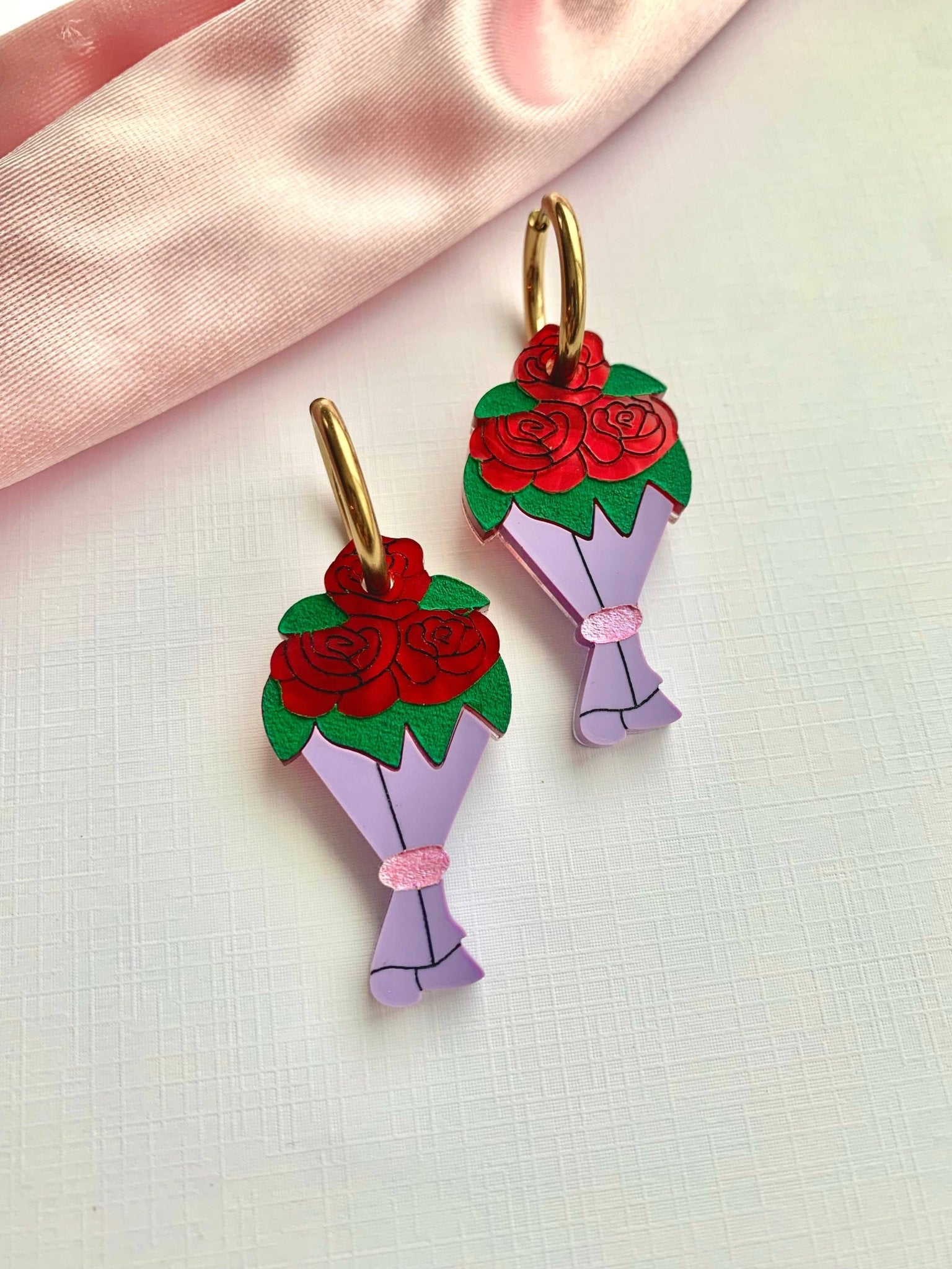 Bouquet of Roses Acrylic Earrings Earrings La Vie Bien Bouquet of Roses Acrylic Earrings