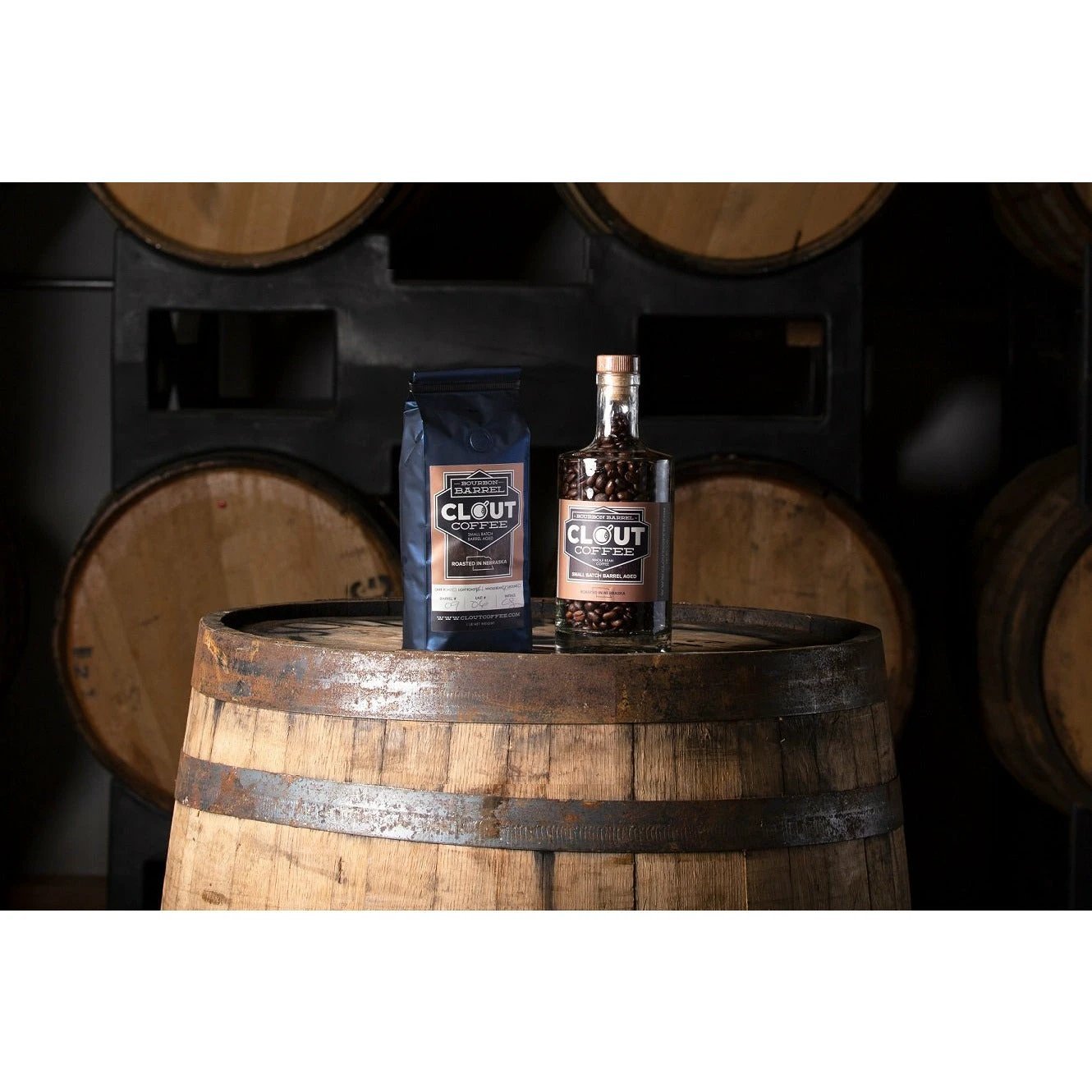 Bourbon Whiskey | Whole Bean Gift Bottle 10oz by Clout Coffee
