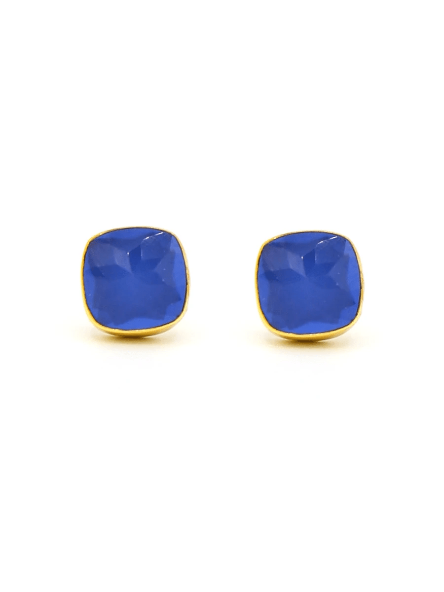 Boxy Blue Square Studs by Fair Anita