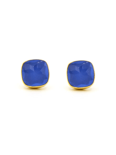 Boxy Blue Square Studs by Fair Anita