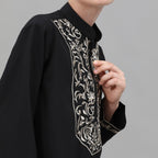 Boys Black Embroidered Tunic & Pants Set (MKB021)