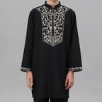Boys Black Embroidered Tunic & Pants Set (MKB021)