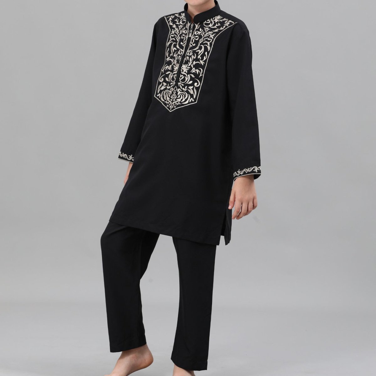 Boys Black Embroidered Tunic & Pants Set (MKB021) La Vie Bien Boys Black Embroidered Tunic & Pants Set (MKB021)