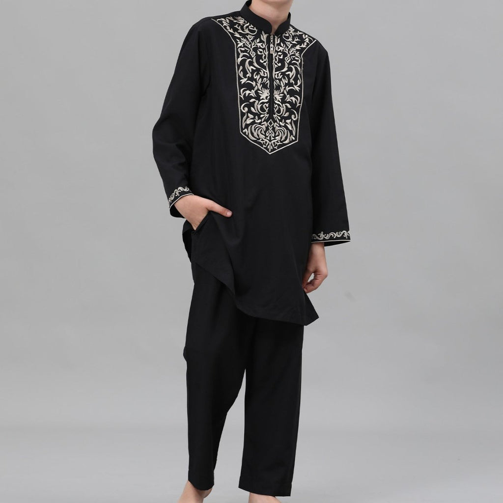 Boys Black Embroidered Tunic & Pants Set (MKB021) La Vie Bien Boys Black Embroidered Tunic & Pants Set (MKB021)